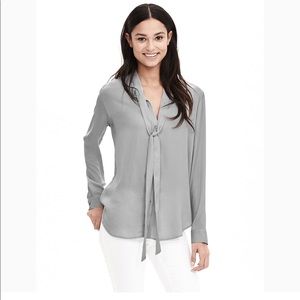 Banana Republic Silver Tie Front Blouse